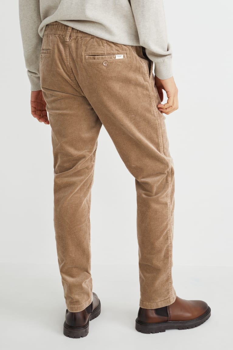 Nohavice C&A Corduroy Tapered Fit Flex Lycra® Panske Béžové | 8659SOYAN