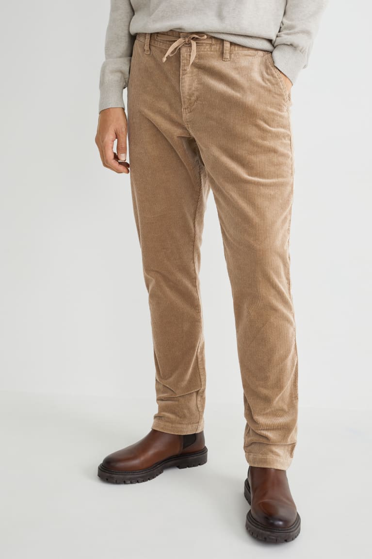 Nohavice C&A Corduroy Tapered Fit Flex Lycra® Panske Béžové | 8659SOYAN