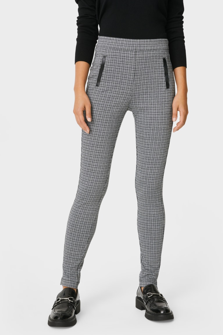 Nohavice C&A Leggings Recycled Check Damske Biele | 3512WLQGX