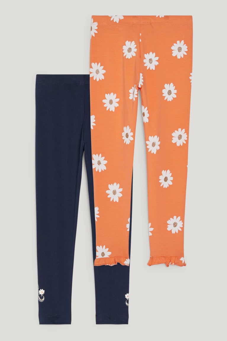 Nohavice C&A Multipack Of 2 Unicorn Leggings Floral Dievcenske Tmavo Modre | 2518ASQVG