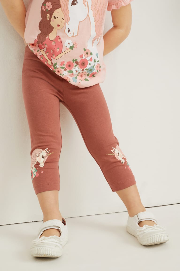 Nohavice C&A Multipack Of 3 Unicorn Leggings Dievcenske Hnede Ruzove | 5971RWUVD