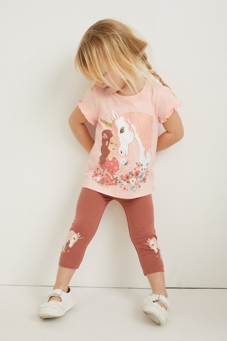 Nohavice C&A Multipack Of 3 Unicorn Leggings Dievcenske Hnede Ruzove | 5971RWUVD