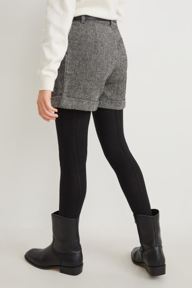 Nohavice C&A Set With Belt And Tights 3 Piece Dievcenske Čierne | 2485ERUFS