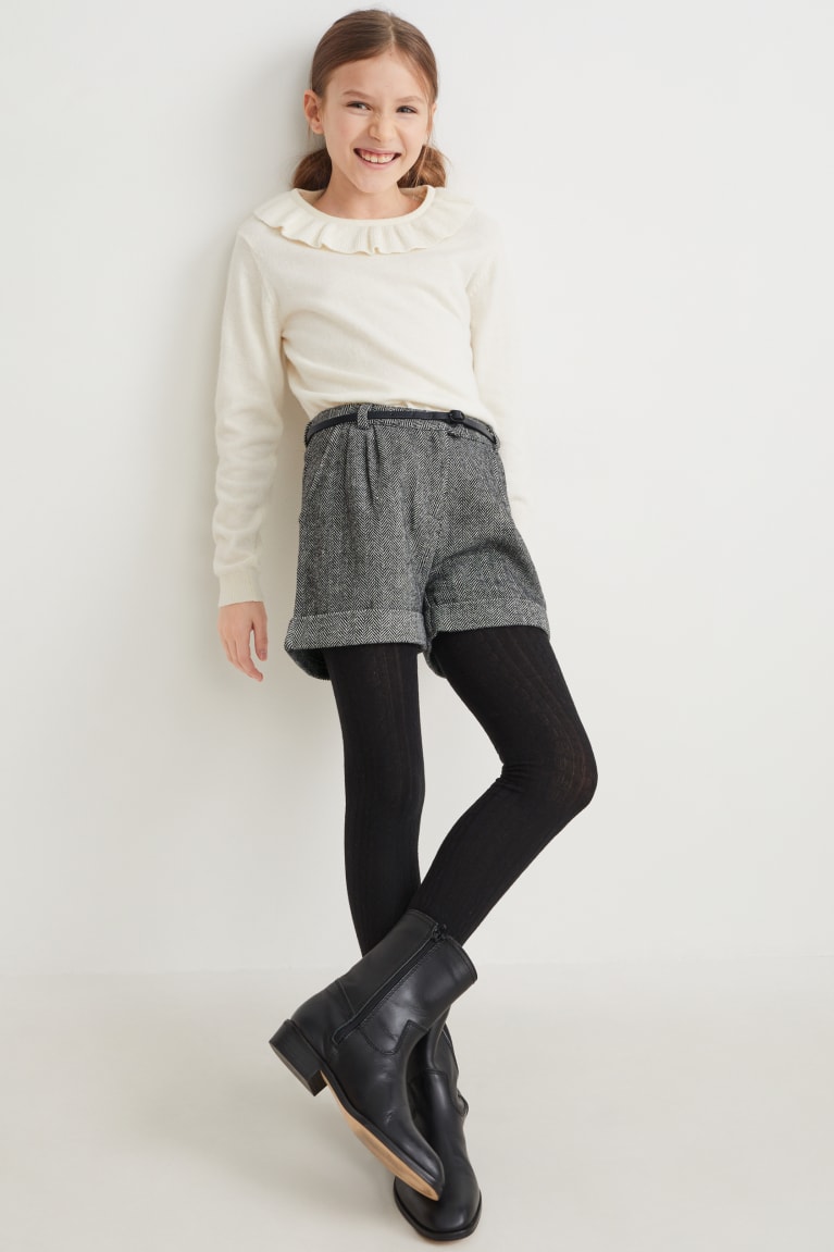 Nohavice C&A Set With Belt And Tights 3 Piece Dievcenske Čierne | 2485ERUFS