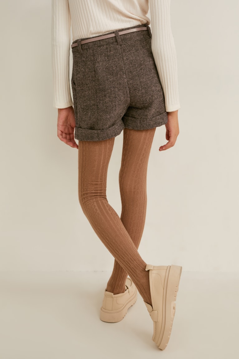 Nohavice C&A Set With Belt And Tights 3 Piece Dievcenske Tmavo Hnede | 7095VPWZR