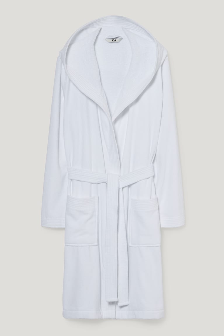 Nočná Bielizeň C&A Terry Bathrobe With Hood Damske Biele | 5903VYBUJ