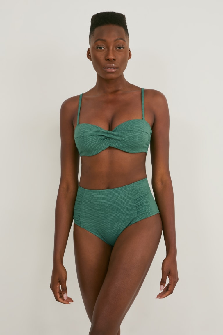 Plavky C&A Bikiny Bottoms High Rise Damske Tmavo Zelene | 3809ZTUJH