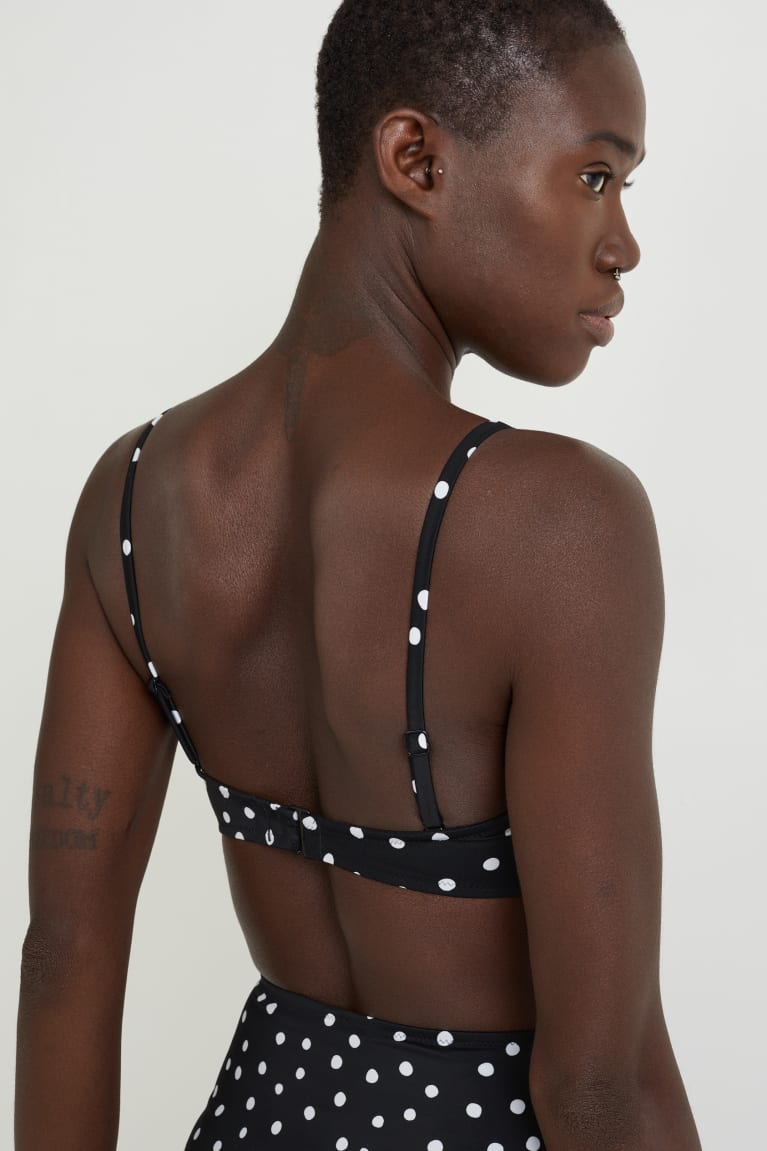 Plavky C&A Underwire Bikiny Bandeau Polstrované Polka Dot Damske Čierne | 3254XDARI