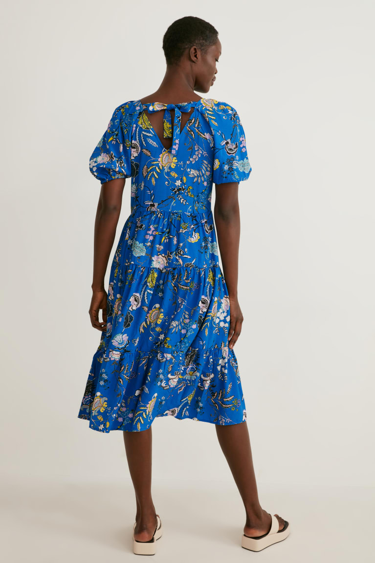 Saty C&A A-line Floral Damske Modre | 1096NTUKY