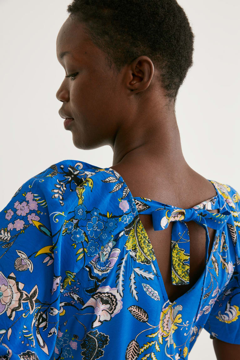 Saty C&A A-line Floral Damske Modre | 1096NTUKY