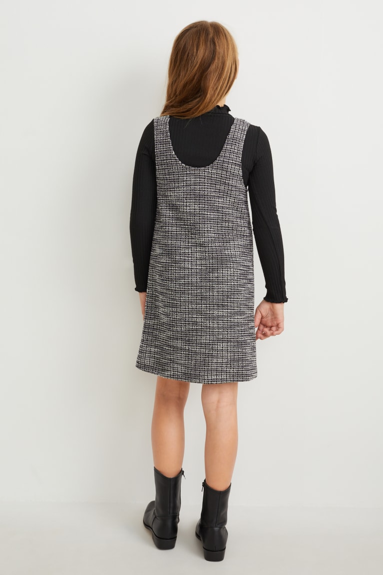 Saty C&A Set Bouclé And Long Sleeve 2 Piece Dievcenske Čierne | 6935WBOZV
