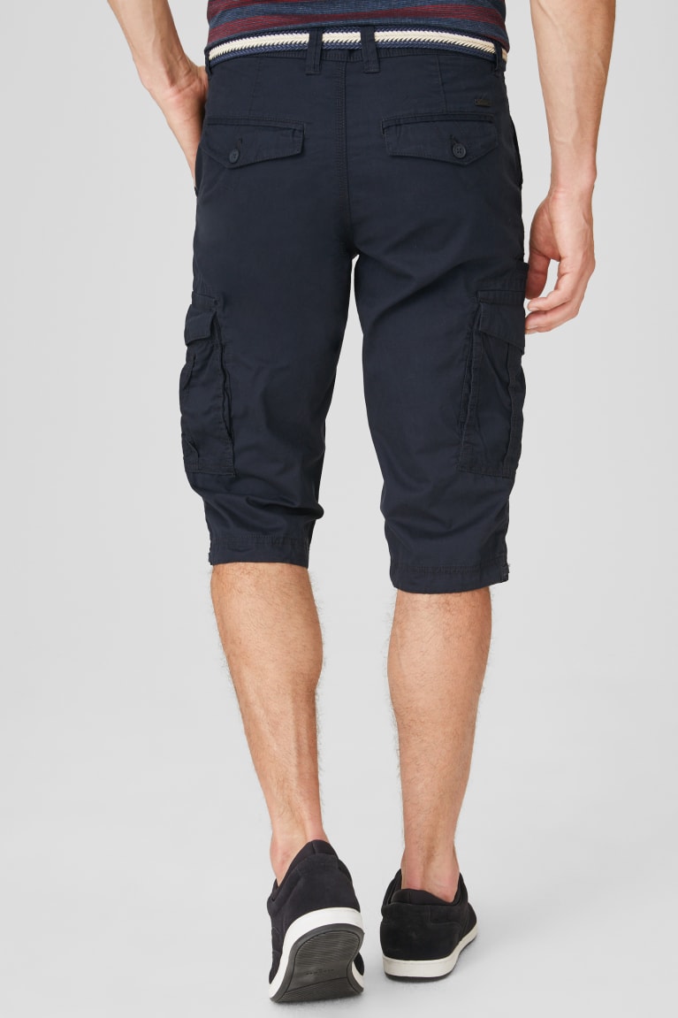 Sortky C&A Cargo Bermuda With Belt Panske Tmavo Modre | 6504LXFMO