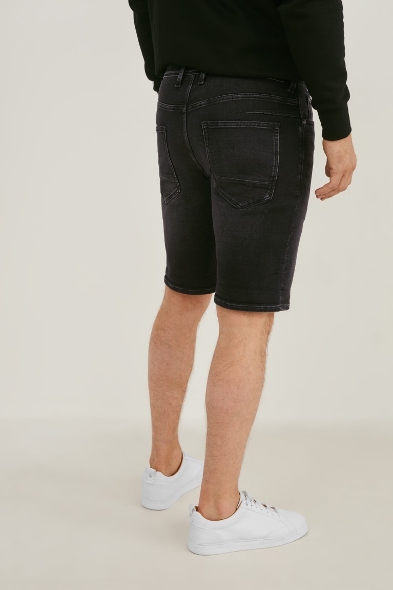 Sortky C&A Denim Bermuda Flex Jog Denim Panske Modre Tmavo Siva | 9152OGHPS