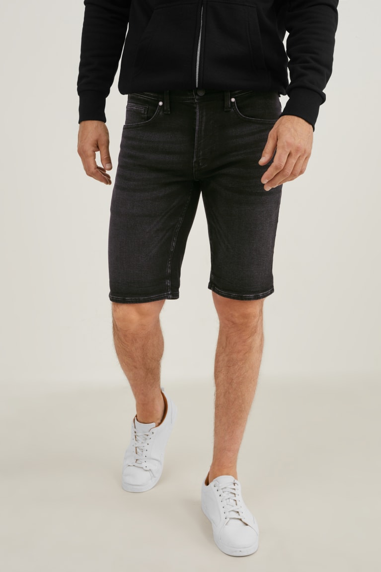 Sortky C&A Denim Bermuda Flex Jog Denim Panske Modre Tmavo Siva | 9152OGHPS