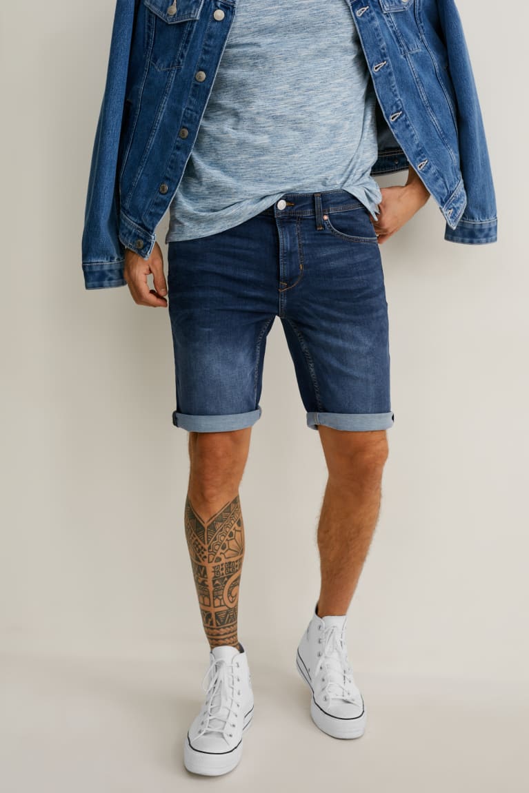 Sortky C&A Denim Flex Jog Denim Panske Modre Tmavo Modre | 5290SUTRL