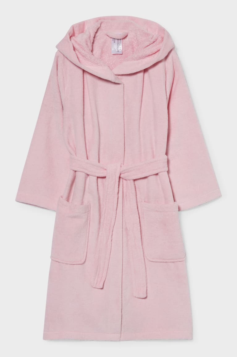 Spodne Pradlo C&A Bathrobe With Hood Organic Bavlnene Dievcenske Ruzove | 5043ZFPTB