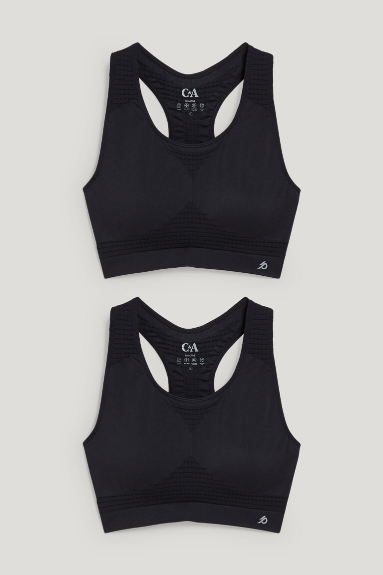 Spodne Pradlo C&A Multipack Of 2 Sports Bra Polstrované Recycled Damske Čierne | 1263BWERC