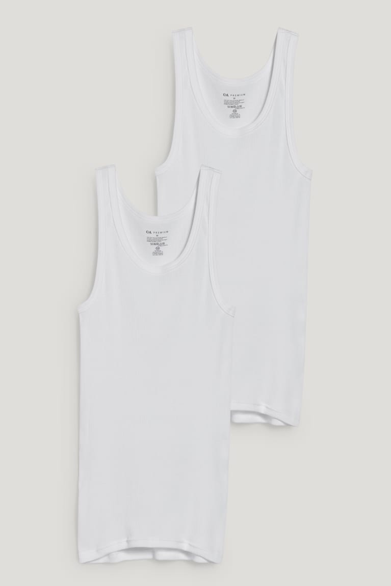 Spodne Pradlo C&A Multipack Of 2 Vest Double Rib Organic Bavlnene Panske Biele | 4517TWJHZ