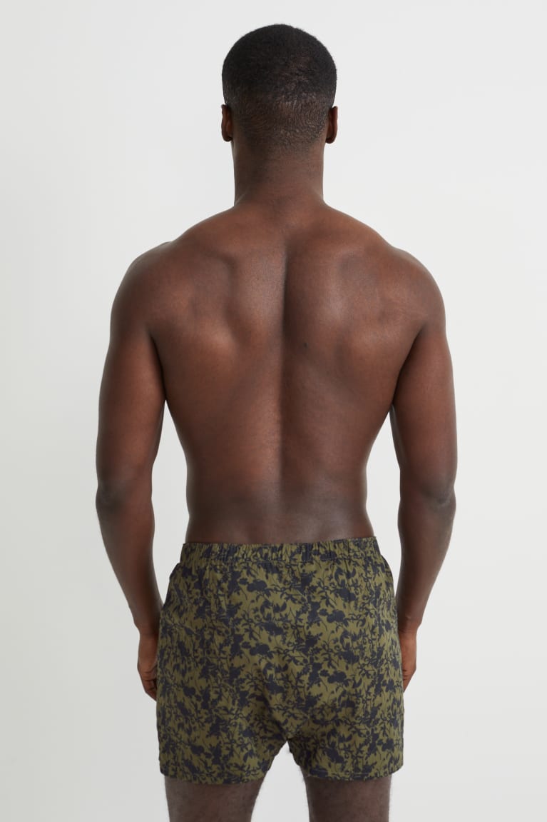 Spodne Pradlo C&A Multipack Of 3 Boxer Woven Organic Bavlnene Panske Tmavo Zelene Čierne | 8319BFCZT