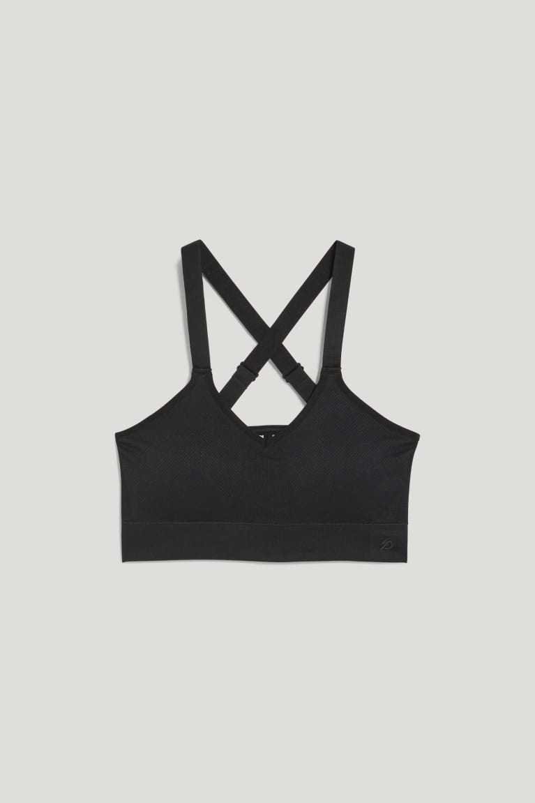 Spodne Pradlo C&A Sports Bra Polstrované Joga 4 Way Stretch Recycled Damske Čierne | 4698TNALY