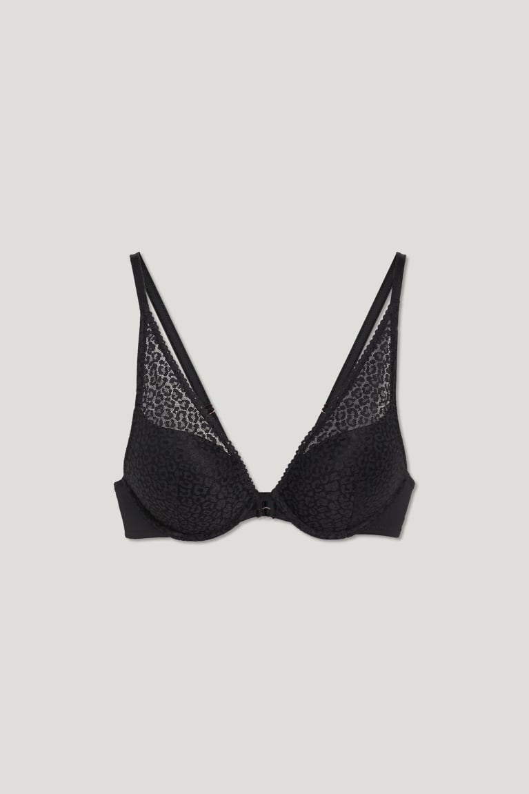 Spodne Pradlo C&A Underwire Bra Plunge Polstrované Push-up Damske Čierne | 2956OWXVC