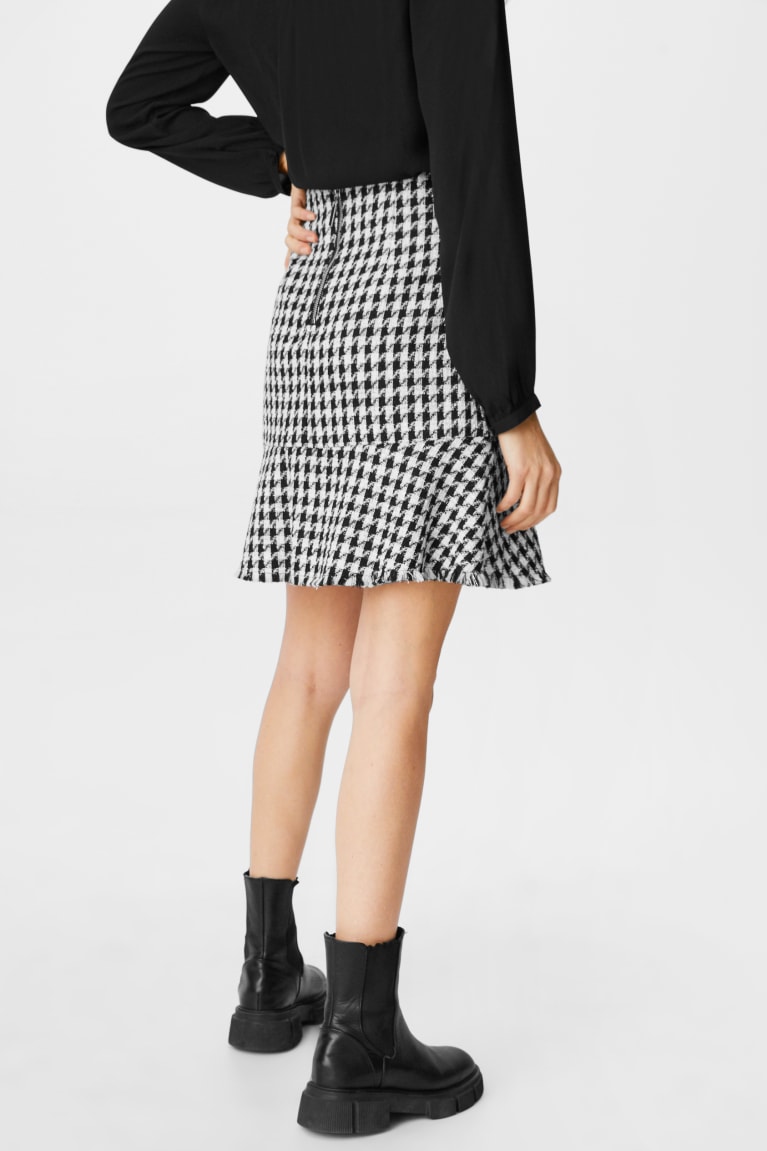 Sukne C&A Bouclé Check Damske Čierne Biele | 1026WFSOA