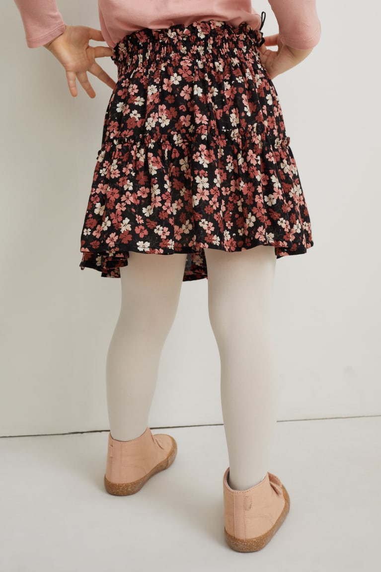 Sukne C&A Floral Dievcenske Čierne | 7241MRCYJ