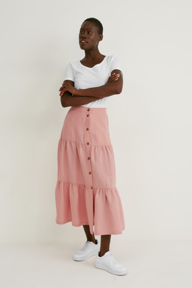 Sukne C&A Linen Blend Damske Ruzove | 8137XJBTD