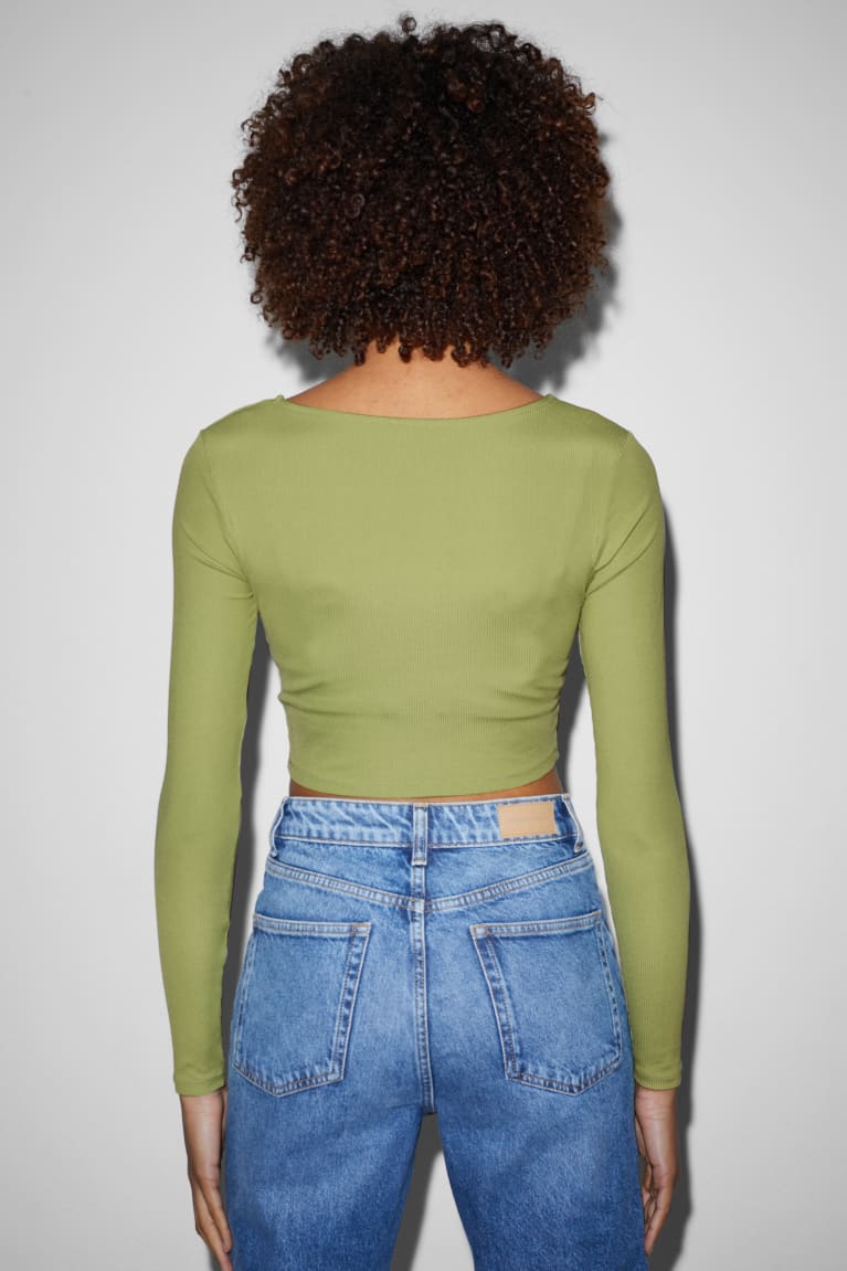 Topy C&A Clockhouse Cropped Damske Zelene | 3140AFTSN