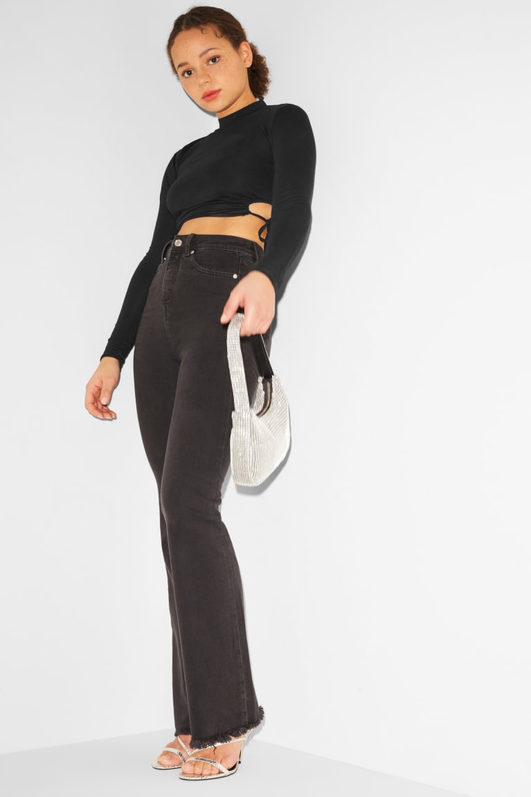 Topy C&A Clockhouse Long Sleeve Damske Čierne | 9670QVFWK