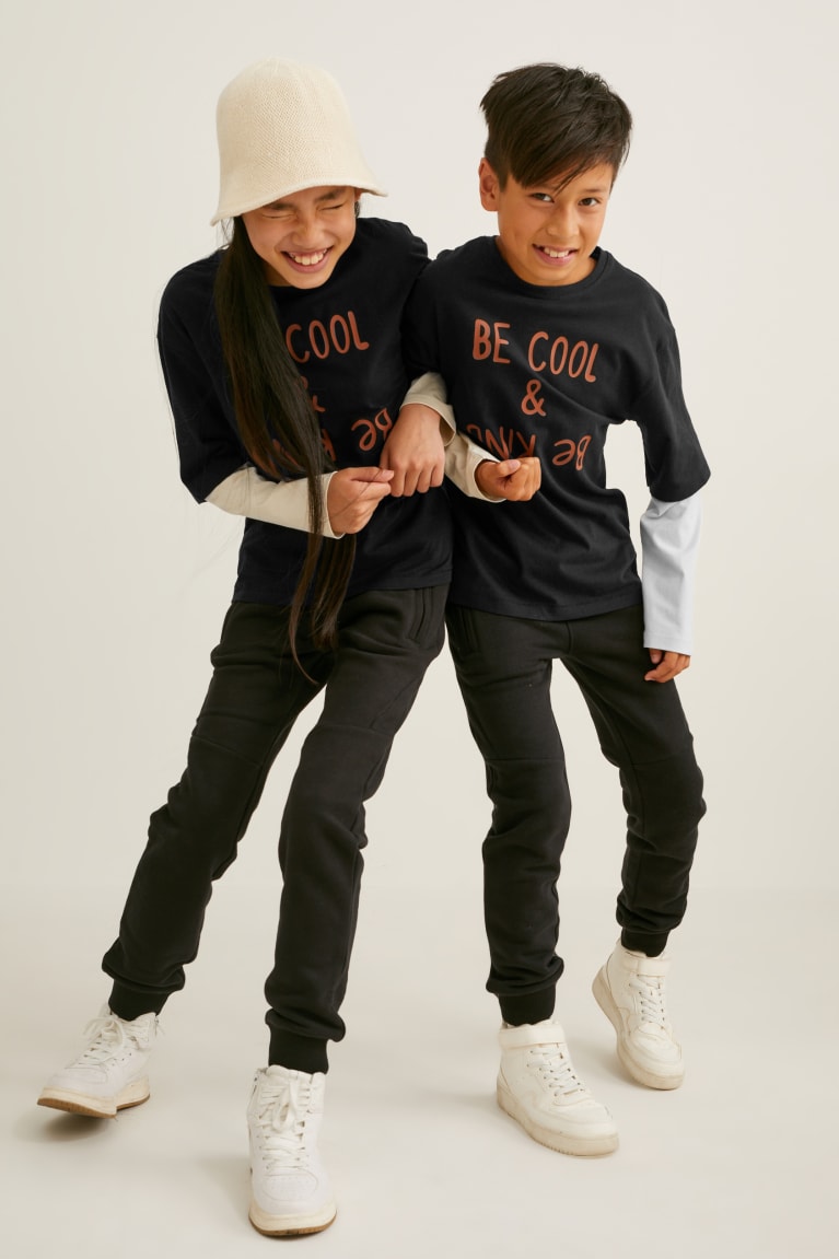 Topy C&A Long Sleeve Genderneutral 2-in-1 Look Chlapcenske Čierne | 1390ORTUA