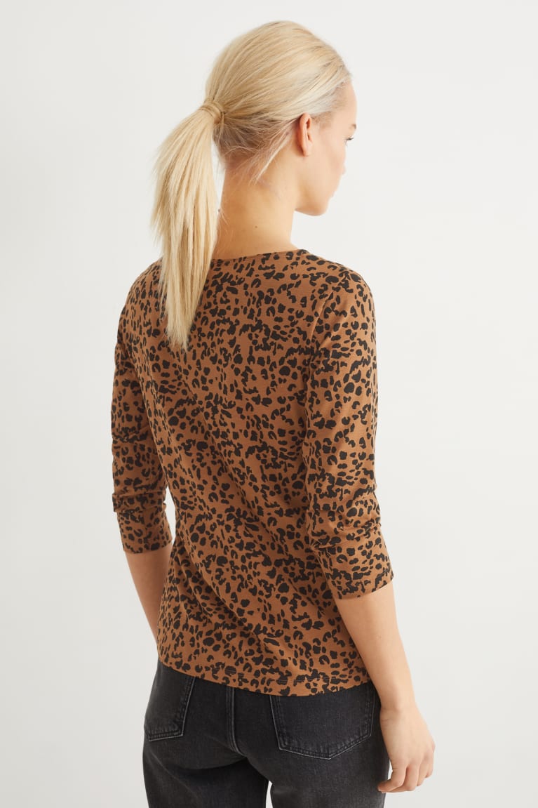 Topy C&A Long Sleeve Patterned Damske Hnede | 0972EUGCQ