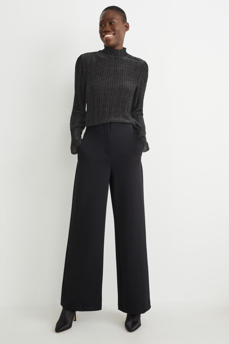 Topy C&A Long Sleeve Shiny Damske Čierne | 3571NCAEK