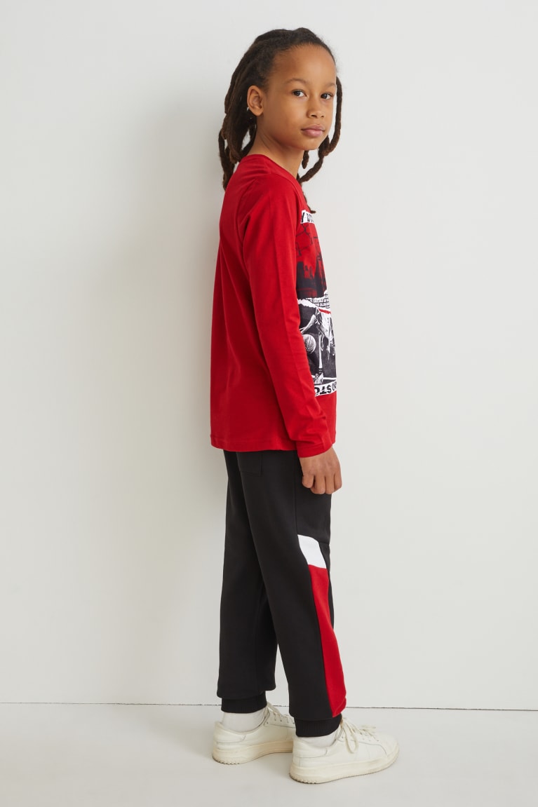 Topy C&A Set Long Sleeve And Joggers 2 Piece Chlapcenske Červené | 0817QJBGF