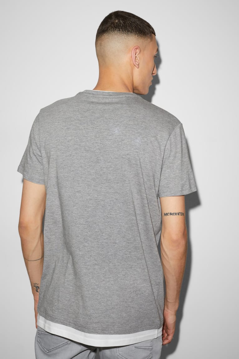 Tricko C&A 2-in-1 Look Panske Siva | 7468BDARJ