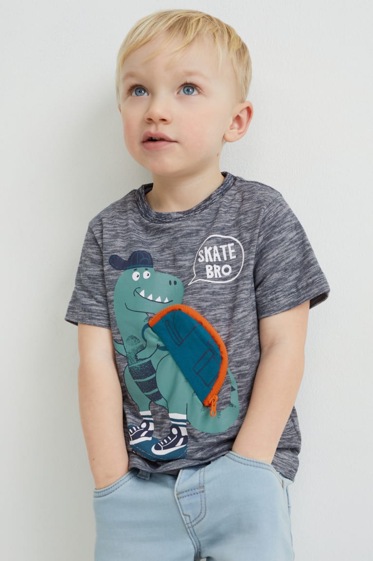 Tricko C&A Dinosaur Sleeve Chlapcenske Tmavo Modre | 3459YFBRW