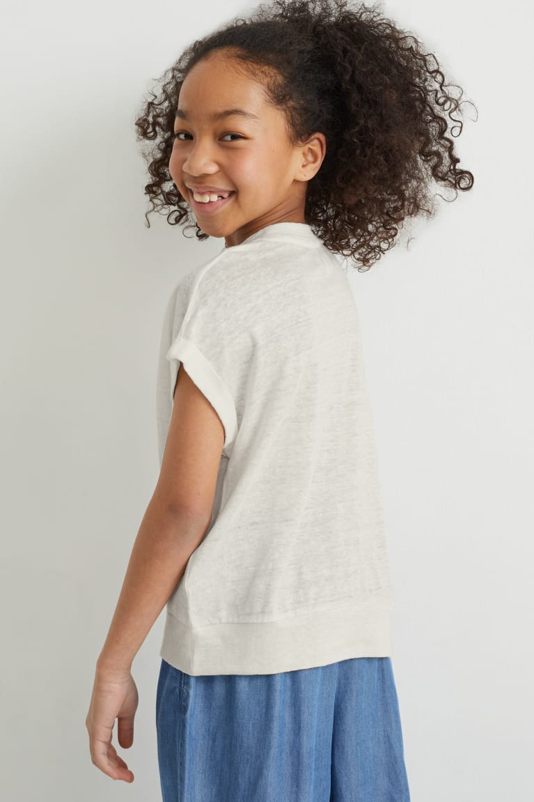 Tricko C&A Sleeve With Knot Detail Dievcenske Biele | 1023LWSKT